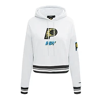 Women's Pro Standard White Indiana Pacers 2024/25 City Edition Chenille Applique Cropped Pullover Hoodie