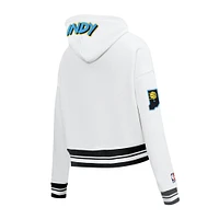 Women's Pro Standard White Indiana Pacers 2024/25 City Edition Chenille Applique Cropped Pullover Hoodie
