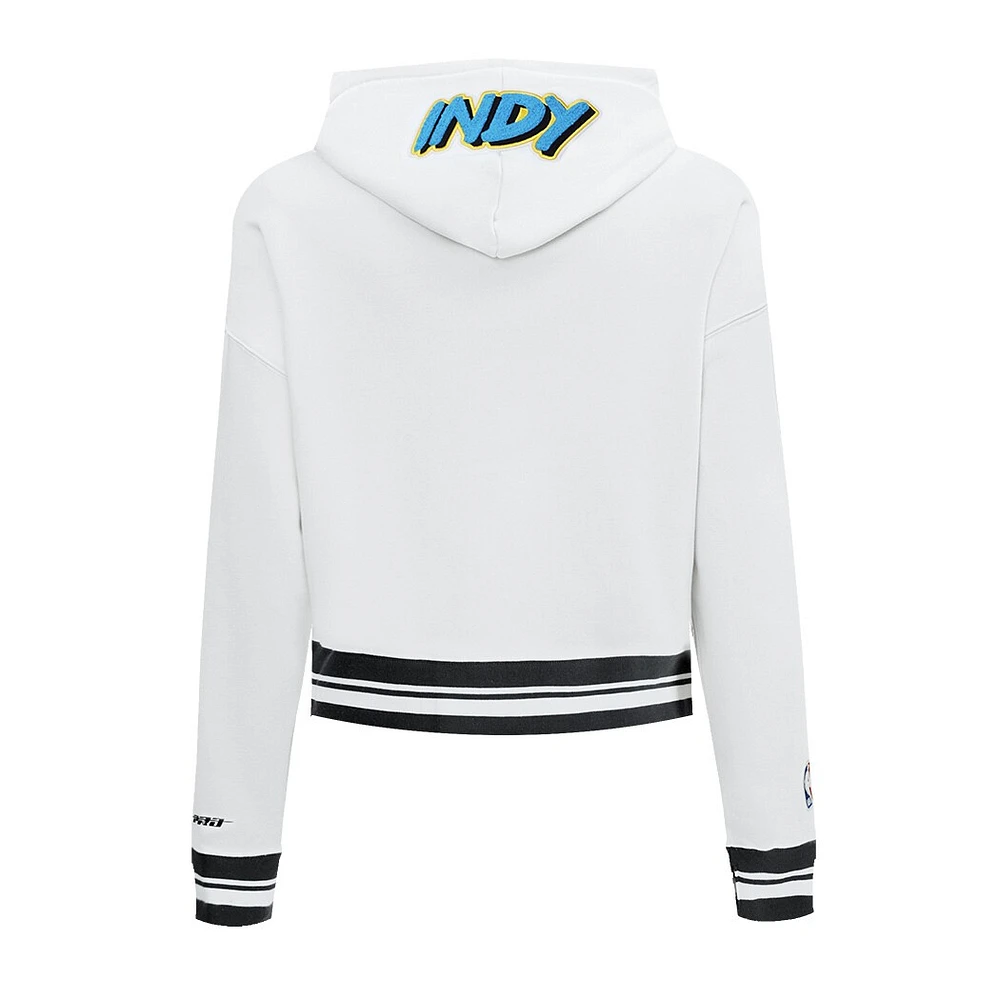 Women's Pro Standard White Indiana Pacers 2024/25 City Edition Chenille Applique Cropped Pullover Hoodie
