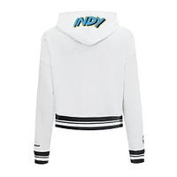 Women's Pro Standard White Indiana Pacers 2024/25 City Edition Chenille Applique Cropped Pullover Hoodie