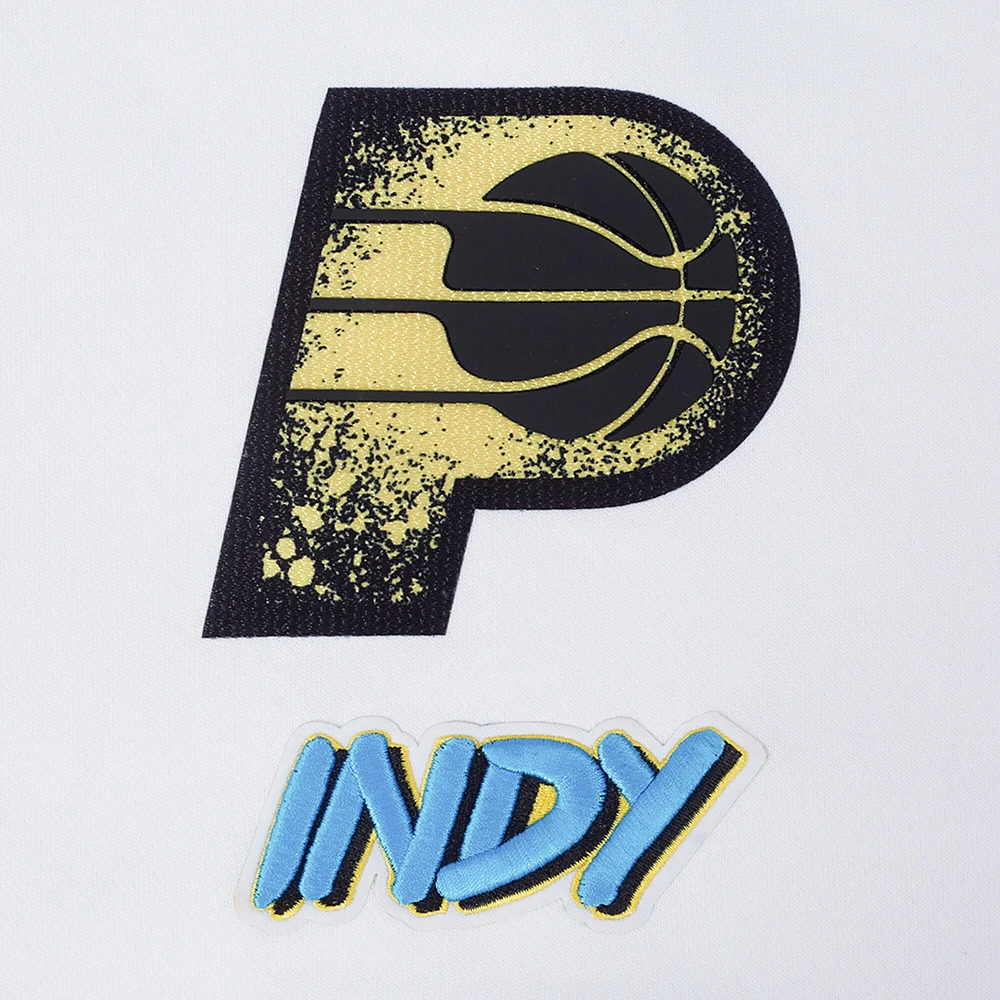 Women's Pro Standard White Indiana Pacers 2024/25 City Edition Chenille Applique Cropped Pullover Hoodie