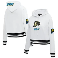 Women's Pro Standard White Indiana Pacers 2024/25 City Edition Chenille Applique Cropped Pullover Hoodie