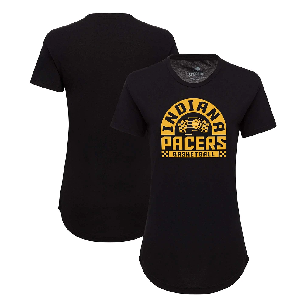 Women's Sportiqe Black Indiana Pacers Phoebe Super Soft Tri-Blend T-Shirt