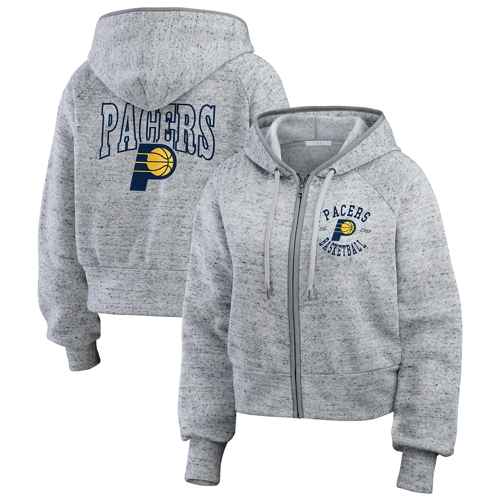 Sweat à capuche zippé intégral Speckled Radiator des Indiana Pacers de WEAR by Erin Andrews pour femme, gris chiné