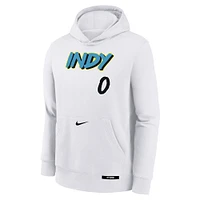 Sweat à capuche Nike Tyrese Haliburton pour jeune Indiana Pacers 2024/25 City Edition avec nom et numéro Blanc