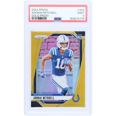 Adonai Mitchell Indianapolis Colts 2024 Panini Prizm Gold Prizm #303 #1/10 PSA Authenticated 9 Rookie Card