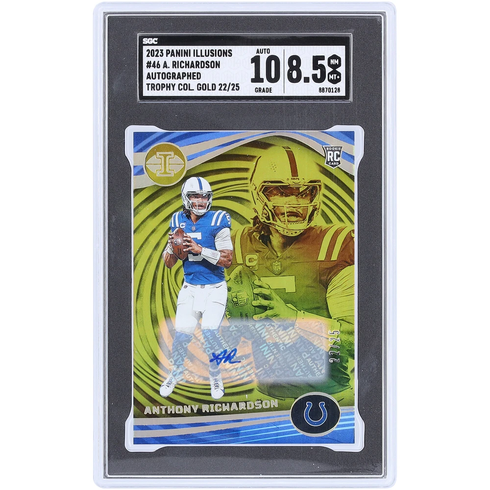 Anthony Richardson Indianapolis Colts Autographié 2023 Panini Illusions Trophy Collection Or #46 #22/25 SGC Authentifié 8.5/10 Rookie Card