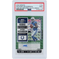 Anthony Richardson Indianapolis Colts Autographed 2023 Panini Zenith Rookie Ticket Preview Green #122 #19/23 PSA Authenticated 9 Rookie Card 