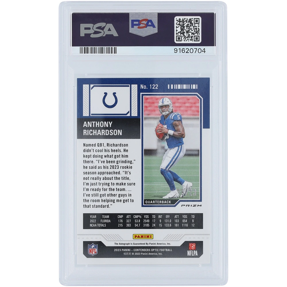 Anthony Richardson Indianapolis Colts Autographed 2023 Panini Zenith Rookie Ticket Preview Green #122 #19/23 PSA Authenticated 9 Rookie Card 