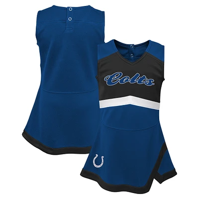 Girls Toddler Royal Indianapolis Colts Cheer Captain Dress with Bloomers