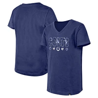 Girls Youth New Era Royal Indianapolis Colts Flip Sequin V-Neck T-Shirt