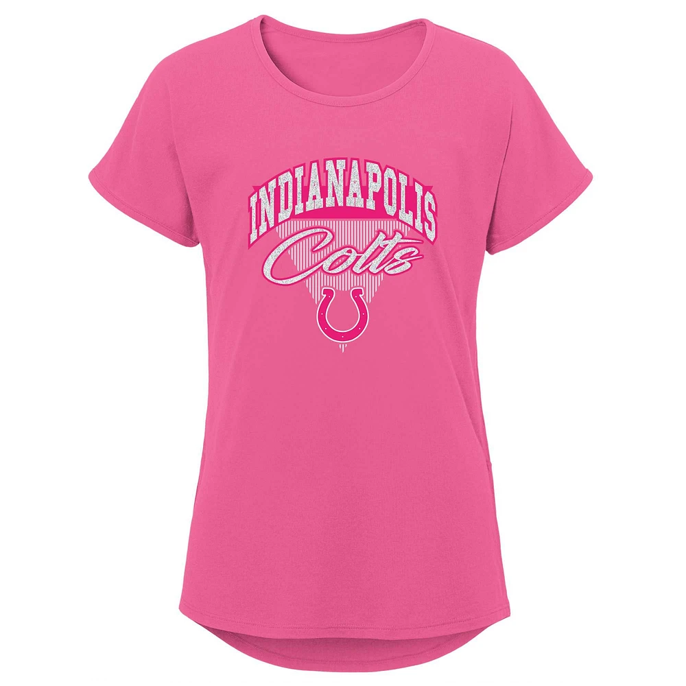 Girls Youth Pink Indianapolis Colts Playtime Dolman T-Shirt