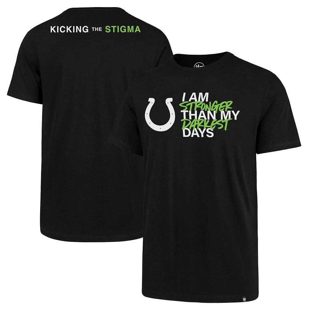 I am Stronger Than My Darkest Days Kicking the Stigma T-Shirt Unisex '47 Black Indianapolis Colts