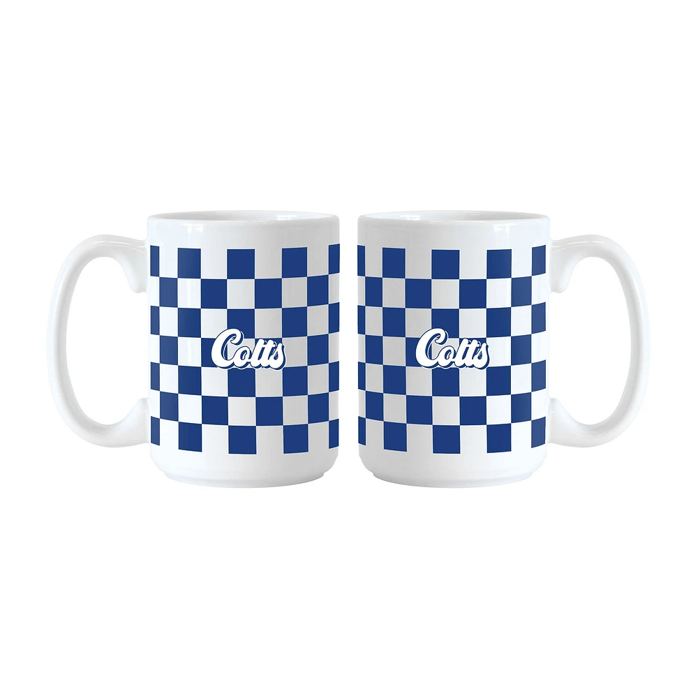 Lot de 2 tasses à logo à carreaux de 15 oz des Indianapolis Colts