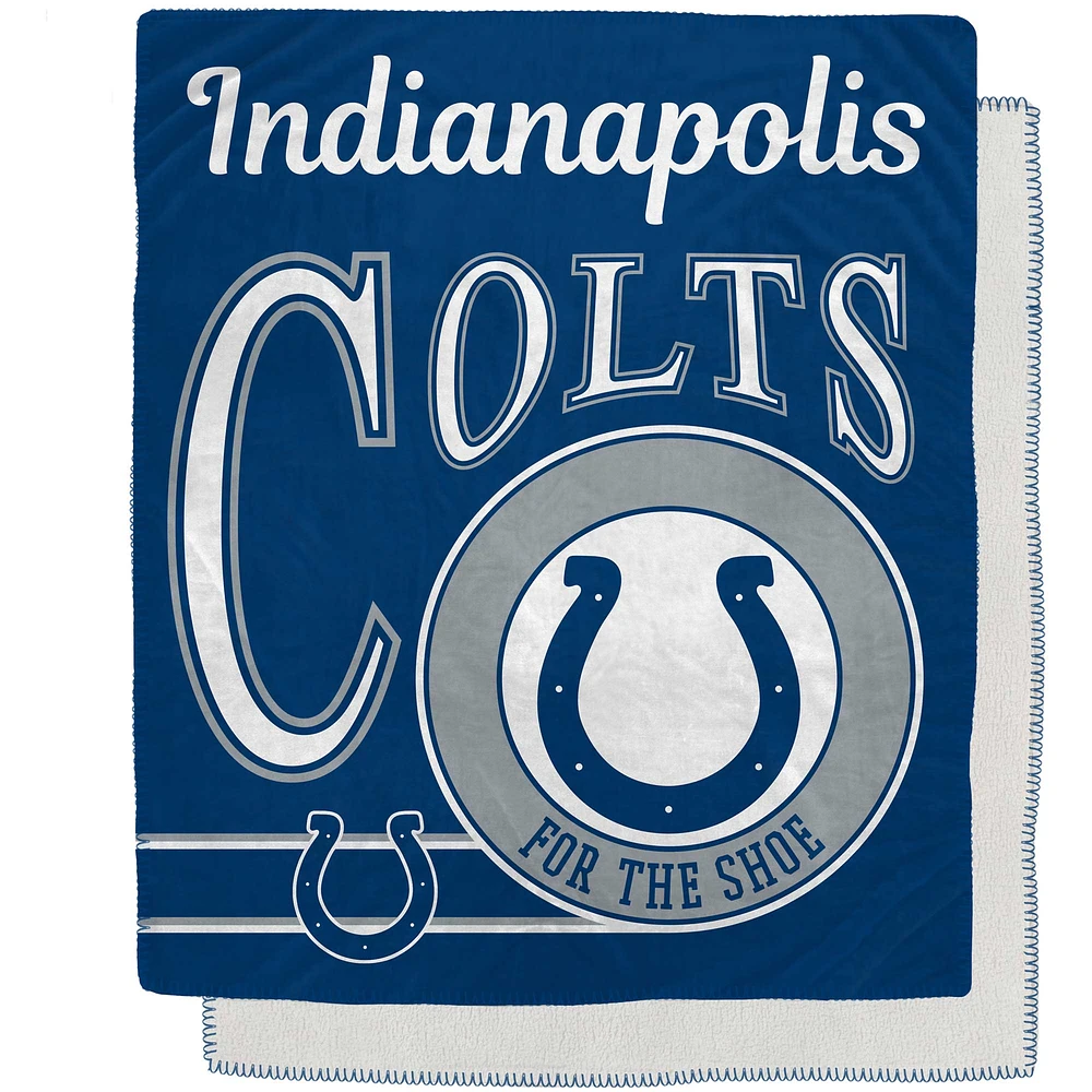 Couverture Sherpa en flanelle polaire avec emblème rétro des Colts d'Indianapolis, 127 x 152,4 cm