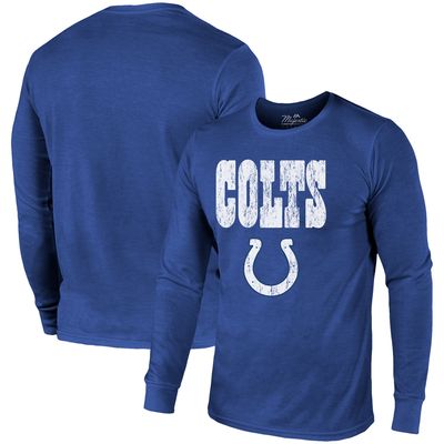 Indianapolis Colts Majestic Threads Lockup Tri-Blend Long Sleeve T-Shirt - Royal