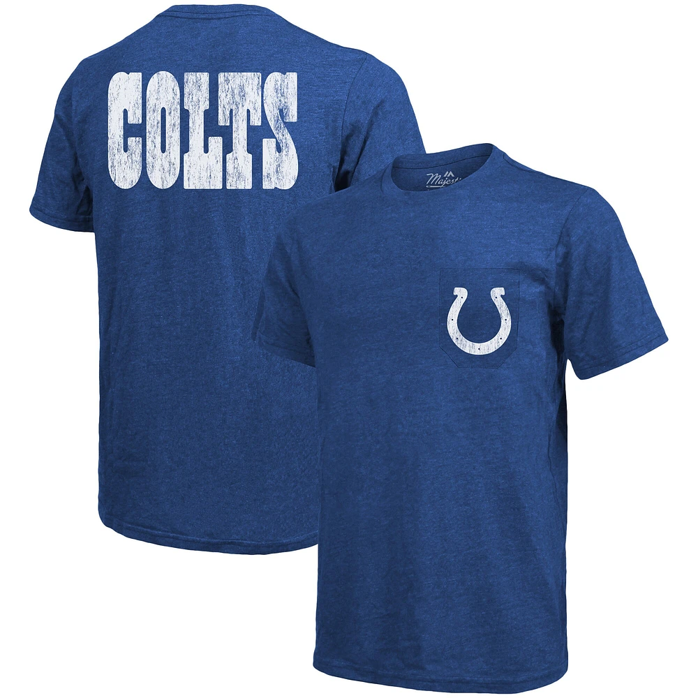 T-Shirt Indianapolis Colts Majestic Threads Tri-Blend Pocket - Heathered Royal