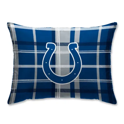 Detroit Lions Plaid Plush Sherpa Bed Pillow - Blue