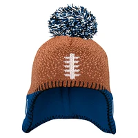 Bonnet tricoté marron pour bébé avec pompon pour footballeur Indianapolis Colts