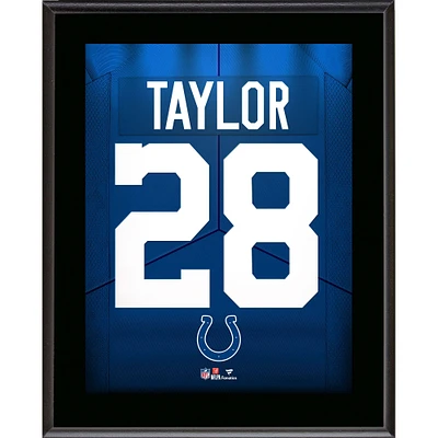 Plaque de joueur sublimée avec numéro de maillot des Indianapolis Colts de Jonathan Taylor 10,5" x 13"