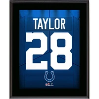 Plaque de joueur sublimée avec numéro de maillot des Indianapolis Colts de Jonathan Taylor 10,5" x 13"
