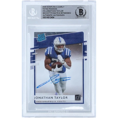 Jonathan Taylor Indianapolis Colts Carte de recrue authentifiée autographiée Panini Chronicles 2020 Donruss clairement classée n° RR-JT Beckett Fanatics