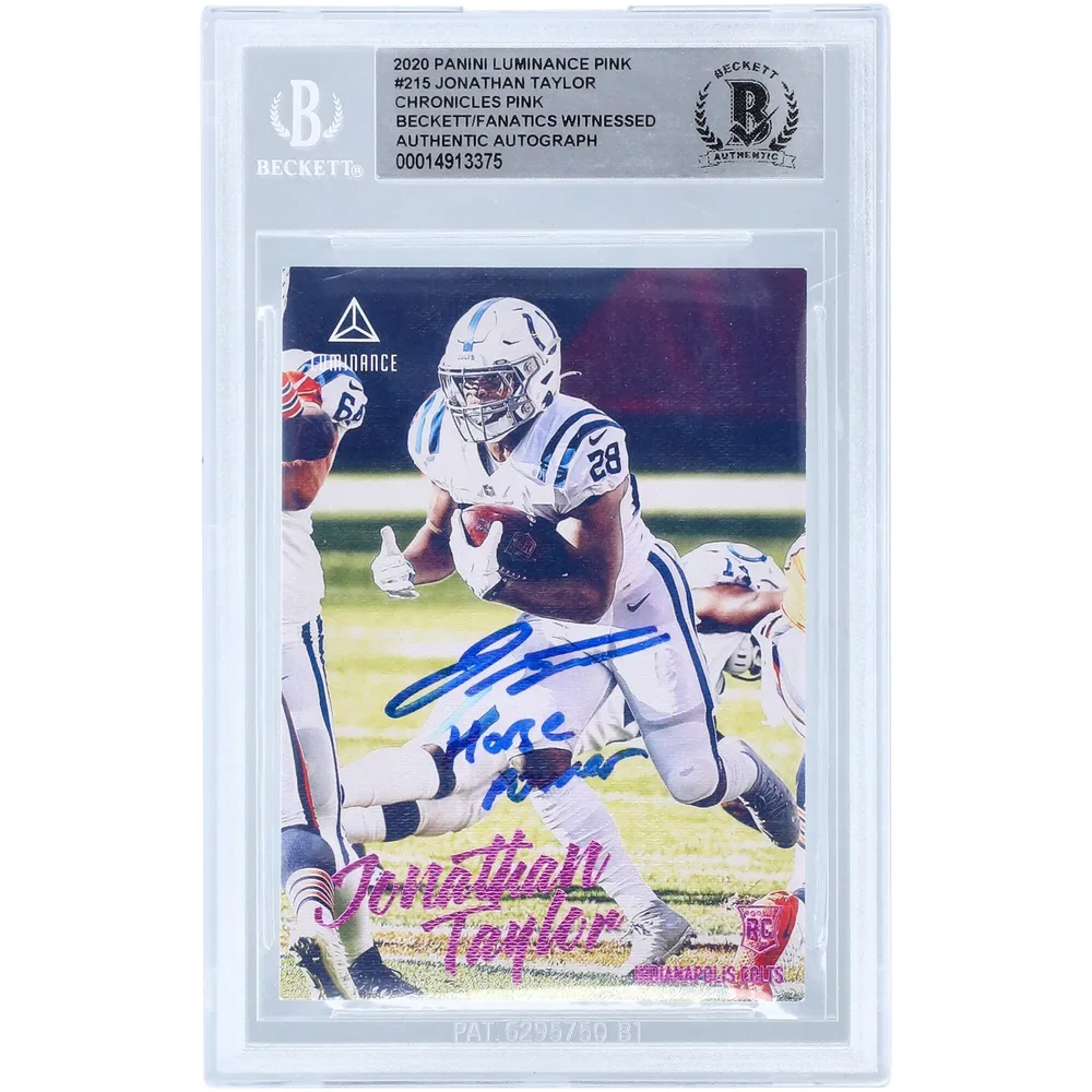 Lids Jonathan Taylor Indianapolis Colts Autographed 2020 Panini Chronicles  Luminance Pink #215 Beckett Fanatics Witnessed Authenticated Rookie Card  with 'Horse Power' Inscription