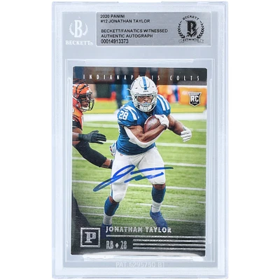 Carte de recrue authentifiée autographiée par Jonathan Taylor Indianapolis Colts 2020 Panini Chronicles #PA-12 Beckett Fanatics