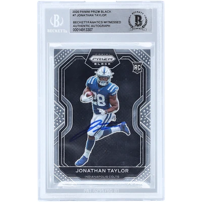 Carte de recrue authentifiée 2020 Panini Chronicles Prizm Black Silver #PB-7 signée Jonathan Taylor Indianapolis Colts par Beckett Fanatics