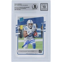 Jonathan Taylor Indianapolis Colts Carte Rookie authentifiée 10 Rookie 2020 Panini Donruss autographiée Beckett Fanatics