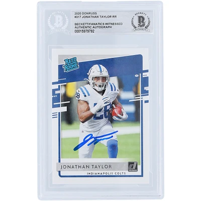 Jonathan Taylor Indianapolis Colts Carte de recrue authentifiée 2020 Panini Donruss autographiée Beckett Fanatics