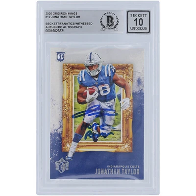 Jonathan Taylor Indianapolis Colts Carte de recrue Panini Gridiron Kings #GK-12 2020 autographiée Beckett Fanatics a été témoin d'une carte de recrue authentifiée 10 avec l'inscription « Horse Power »