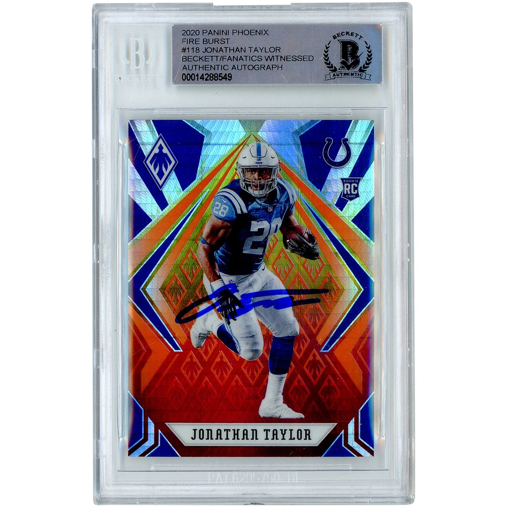 Jonathan Taylor Indianapolis Colts Carte de recrue authentifiée autographiée Panini Phoenix #118 2020 de Beckett Fanatics