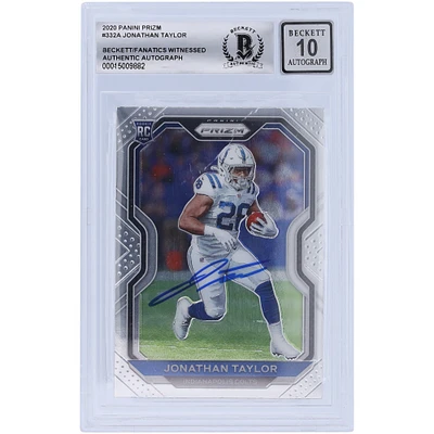 Carte de recrue Panini Prizm #332 2020 autographiée par Jonathan Taylor Indianapolis Colts Beckett Fanatics Witnessed Authenticated 10 Rookie