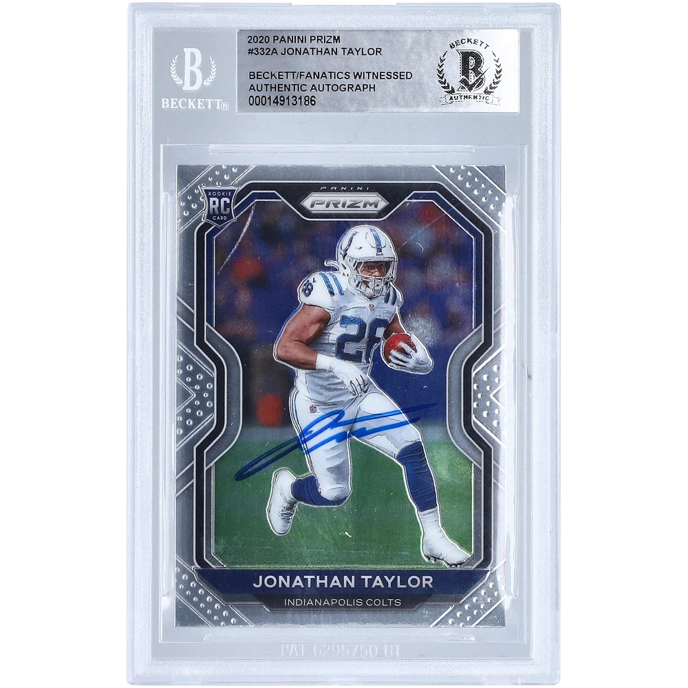Carte de recrue authentifiée autographiée par Jonathan Taylor Indianapolis Colts Panini Prizm #332 2020 Beckett Fanatics