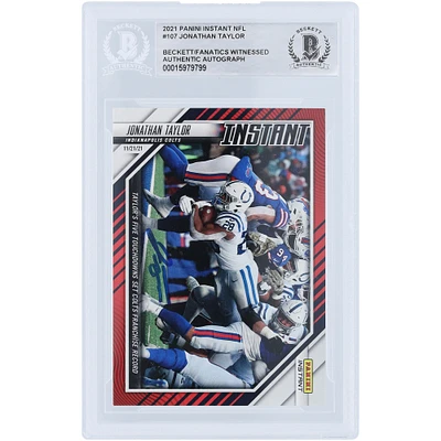 Jonathan Taylor Indianapolis Colts Carte authentifiée autographiée 2021 Panini Instant Fanatics Exclusive #107 #/99 Beckett Fanatics Witnessed