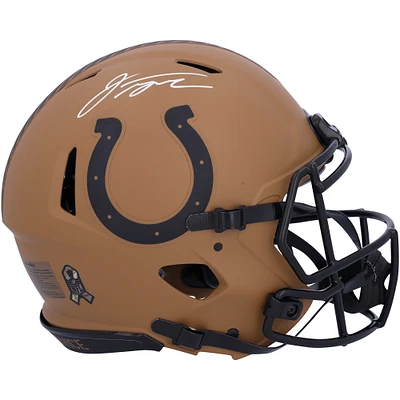 Casque authentique autographié Salute to Service Speed ​​2023 des Indianapolis Colts par Jonathan Taylor