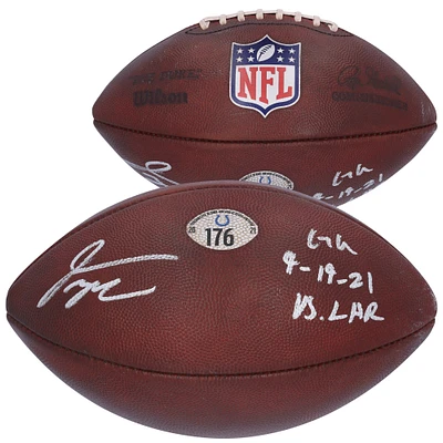 V106832 COLT Jonathan Taylor Ballon de football autographié Indianapolis Colts utilisé lors du match contre les Los Angeles Rams le 19 septembre 2021 avec l'inscription « Game Used » 28 Jonathan Taylor AUTGU FOOTBALL 45714 AUTGMUEQU GUFBFB7621 #4