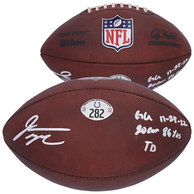 V106832 COLT Jonathan Taylor Ballon de football autographié Indianapolis Colts utilisé lors du match contre les Steelers de Pittsburgh le 28 novembre 2022 avec plusieurs inscriptions 28 Jonathan Taylor AUTGU FOOTBALL 45714 AUTGMUEQU GUFBFB7620 #3