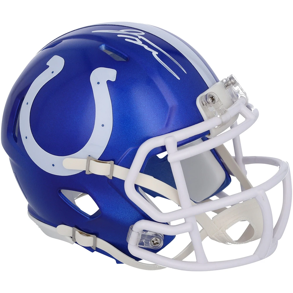Casque Riddell Flash Alternate Speed Mini autographié par Jonathan Taylor Indianapolis Colts - Signé à l'encre blanche