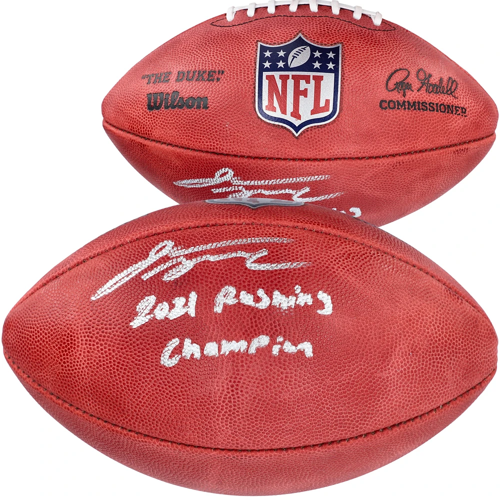 Ballon de football professionnel Wilson Duke en couleur autographié par Jonathan Taylor des Indianapolis Colts avec l'inscription « 2021 Rushing Champion »