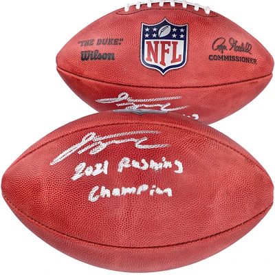 Ballon de football professionnel Wilson Duke en couleur autographié par Jonathan Taylor des Indianapolis Colts avec l'inscription « 2021 Rushing Champion »