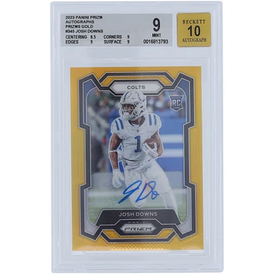 Josh Downs Indianapolis Colts Autographed 2023 Panini Prizm Gold Prizm #345 #7/10 BGS Authenticated 9/10 Rookie Card - 8.5,9,9,9 Subgrades