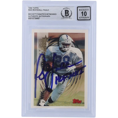 Marshall Faulk Indianapolis Colts Autographed 1994 Topps #445 Beckett Fanatics Witnessed Authenticated 10 Rookie Card with "HOF 20XI" Inscription