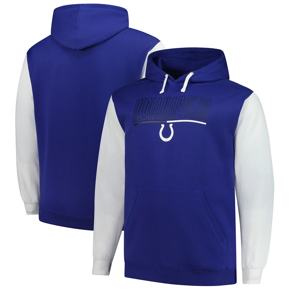 Sweat à capuche Fanatics Royal Indianapolis Colts Big & Tall Outline pour hommes