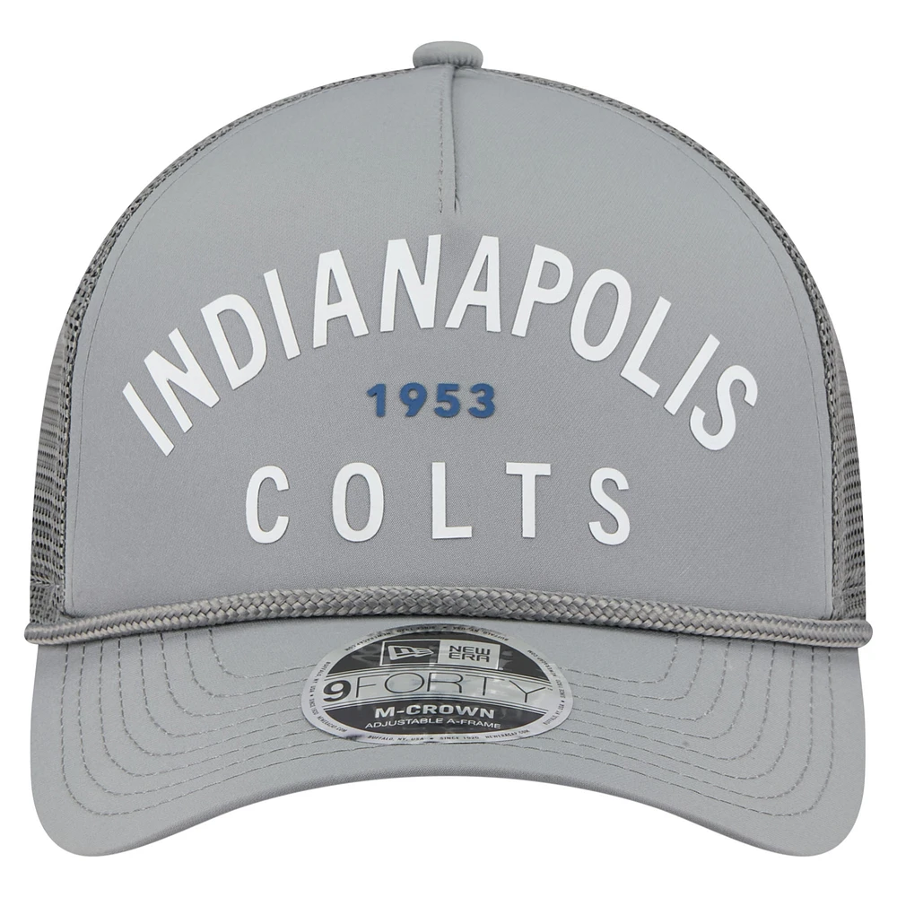 Casquette ajustable New Era Graphite Indianapolis Colts Active Minimalist M-Crown A-Frame 9FORTY pour homme
