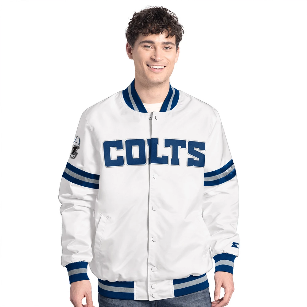 Men's Starter  White Indianapolis Colts Scout Full-Snap Varsity Jacket