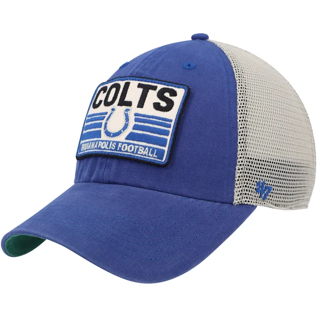 New Era Men's Royal Indianapolis Colts Script 9Fifty Trucker Snapback Hat