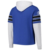 Men's '47 Royal Indianapolis Colts  Throwback Double Header Blitz Cornerback Pullover Hoodie