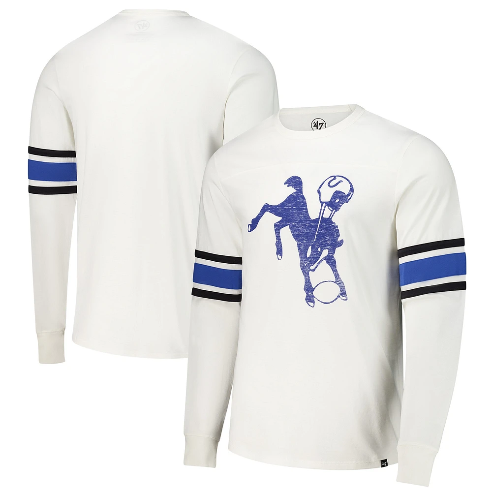 T-shirt à manches longues pour homme '47 Indianapolis Colts Gridiron Throwback Premier Brex blanc